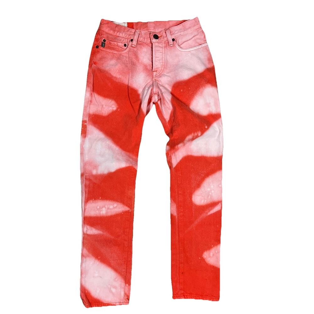 Abercrombie & Fitch Skinny Jeans Men's 27x29 Orange Acid Wash Bleach Y2K‎ Denim